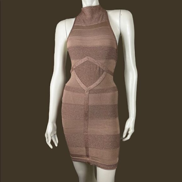 Arden B Copper Bodycon Halter Top Open Back Dress Size Medium - Picture 1 of 10